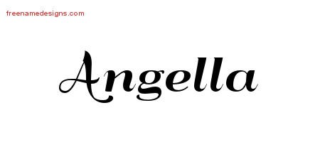 Angella Art Deco Name Tattoo Designs