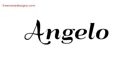 Angelo Art Deco Name Tattoo Designs