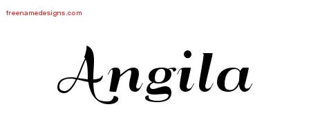 Angila Art Deco Name Tattoo Designs
