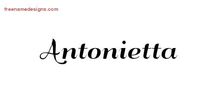 Antonietta Art Deco Name Tattoo Designs