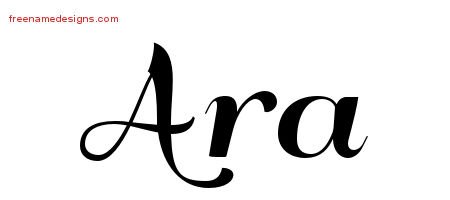 Ara Art Deco Name Tattoo Designs