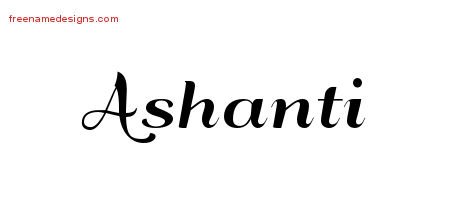 Ashanti Art Deco Name Tattoo Designs