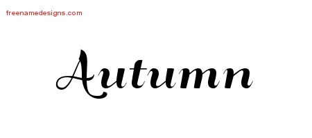 Autumn Art Deco Name Tattoo Designs