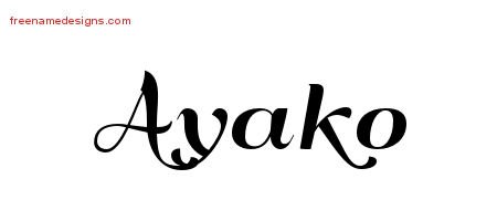 Ayako Art Deco Name Tattoo Designs