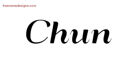 Chun Art Deco Name Tattoo Designs