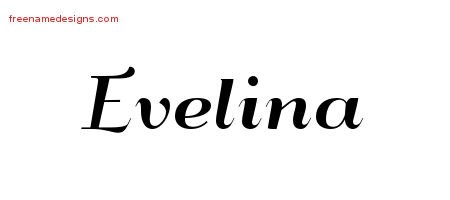 Evelina Art Deco Name Tattoo Designs