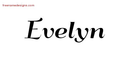 Evelyn Art Deco Name Tattoo Designs