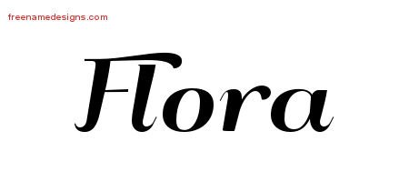 Flora Art Deco Name Tattoo Designs