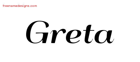 Greta Art Deco Name Tattoo Designs