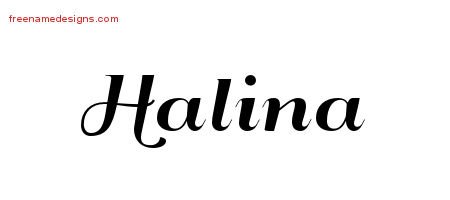 Halina Art Deco Name Tattoo Designs