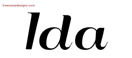 Ida Art Deco Name Tattoo Designs