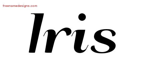 Iris Art Deco Name Tattoo Designs