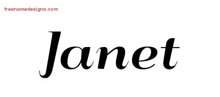 Janet Art Deco Name Tattoo Designs