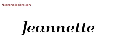 Jeannette Art Deco Name Tattoo Designs