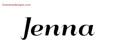 Jenna Art Deco Name Tattoo Designs