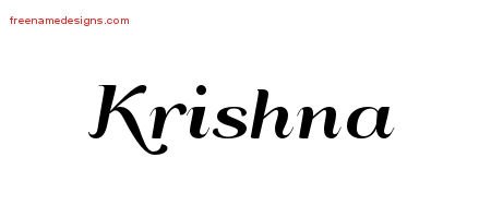 Krishna Art Deco Name Tattoo Designs