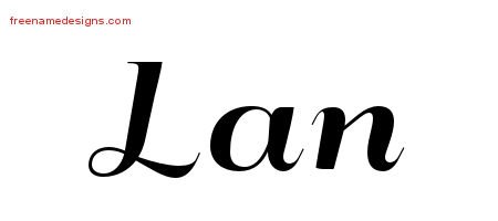 Lan Art Deco Name Tattoo Designs