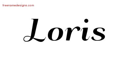 Loris Art Deco Name Tattoo Designs