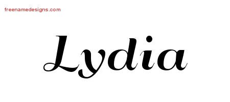 Lydia Art Deco Name Tattoo Designs
