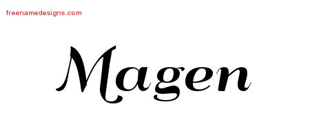 Magen Art Deco Name Tattoo Designs