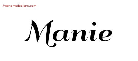 Manie Art Deco Name Tattoo Designs