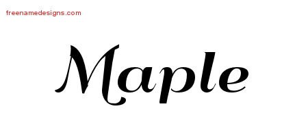 Maple Art Deco Name Tattoo Designs