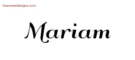 Mariam Art Deco Name Tattoo Designs