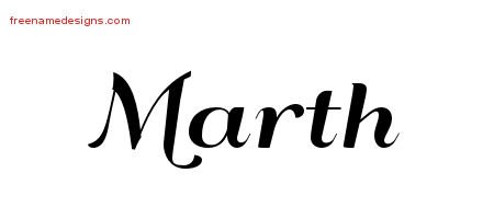 Marth Art Deco Name Tattoo Designs