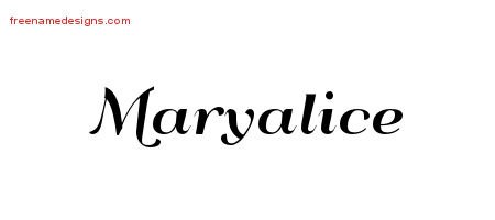 Maryalice Art Deco Name Tattoo Designs