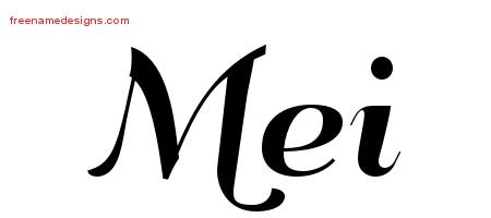 Mei Art Deco Name Tattoo Designs