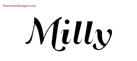 Milly Art Deco Name Tattoo Designs