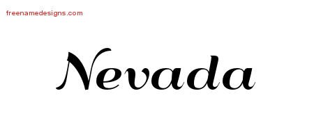 Nevada Art Deco Name Tattoo Designs