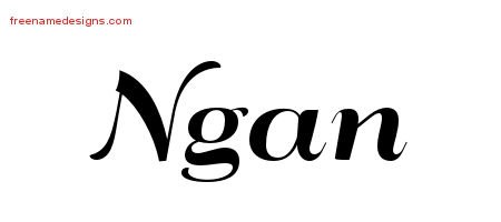 Ngan Art Deco Name Tattoo Designs