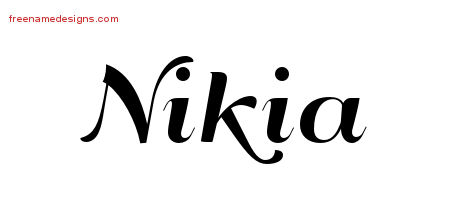 Nikia Art Deco Name Tattoo Designs