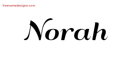 Norah Art Deco Name Tattoo Designs