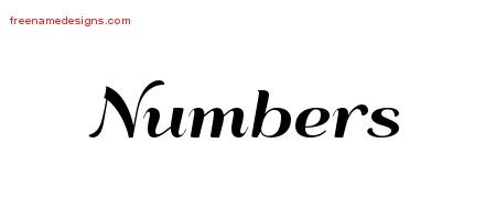 Numbers Art Deco Name Tattoo Designs