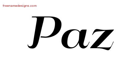 Paz Art Deco Name Tattoo Designs