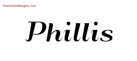 Phillis Art Deco Name Tattoo Designs
