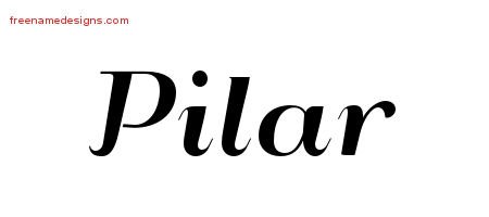 Pilar Art Deco Name Tattoo Designs
