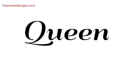 Queen Art Deco Name Tattoo Designs