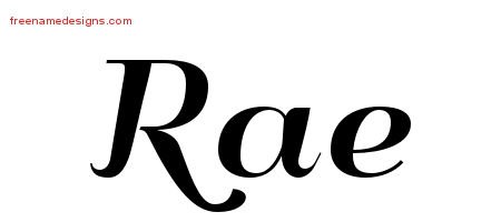 Rae Art Deco Name Tattoo Designs