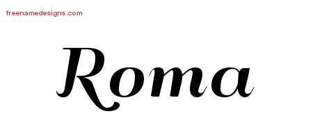 Roma Art Deco Name Tattoo Designs