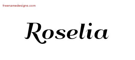 Roselia Art Deco Name Tattoo Designs
