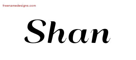 Shan Art Deco Name Tattoo Designs