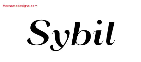 Sybil Art Deco Name Tattoo Designs