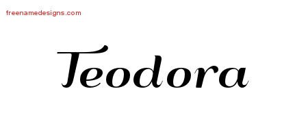 Teodora Art Deco Name Tattoo Designs