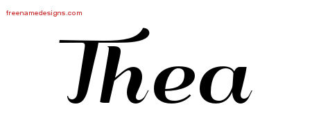 Thea Art Deco Name Tattoo Designs