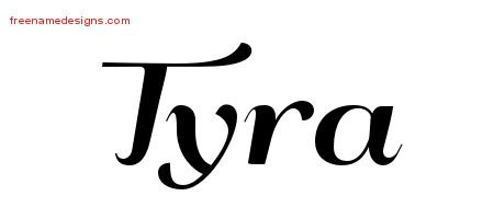 Tyra Art Deco Name Tattoo Designs