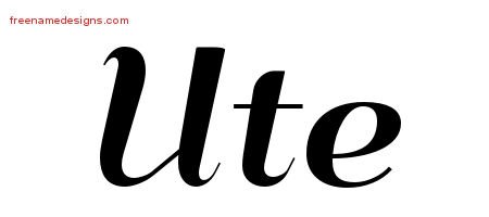 Ute Art Deco Name Tattoo Designs