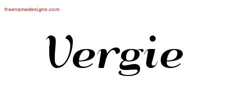 Vergie Art Deco Name Tattoo Designs